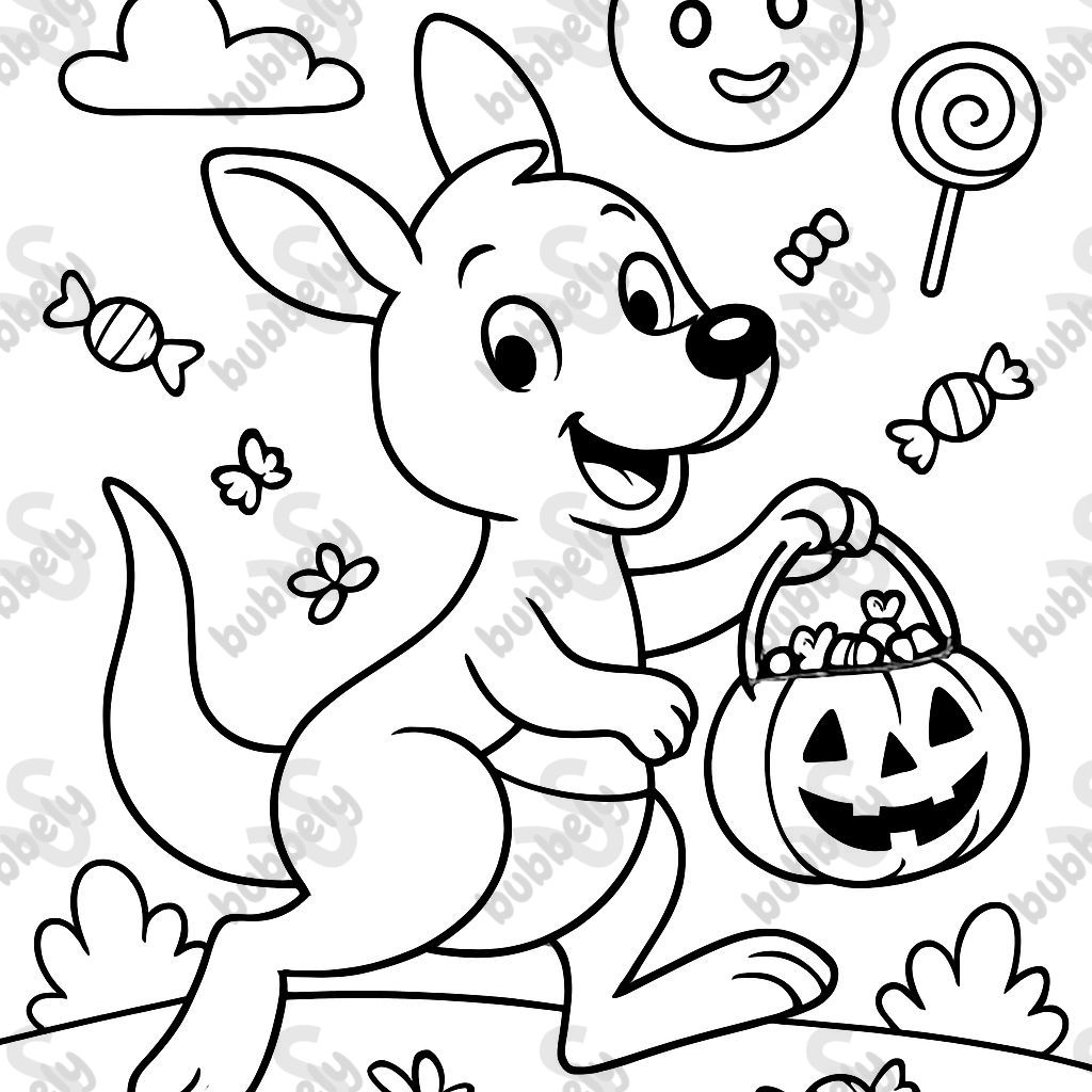 a kangaroo collecting candies