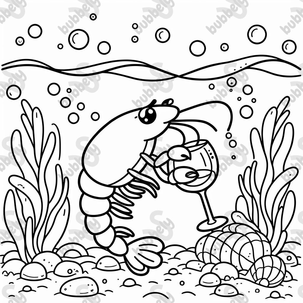 Ein schrimps trinkt ein Glas wein