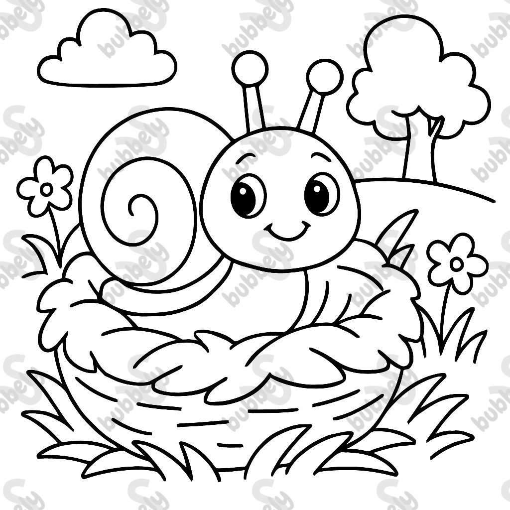 a baby snail in a nest