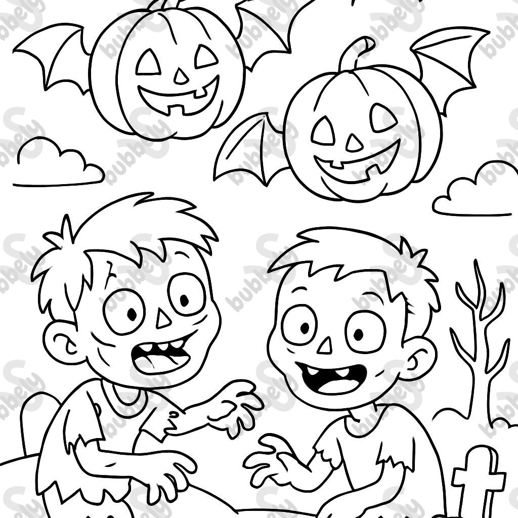 Des citrouilles de chauve-souris avec des zombies Des citrouilles de chauve-souris avec des zombies