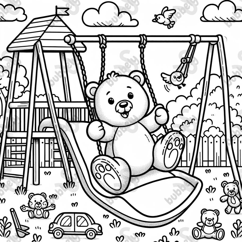 teddy bear on a playground