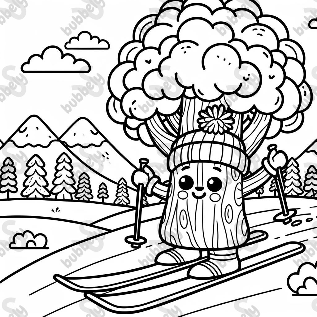 Einen skifahrenden Baum Einen skifahrenden Baum