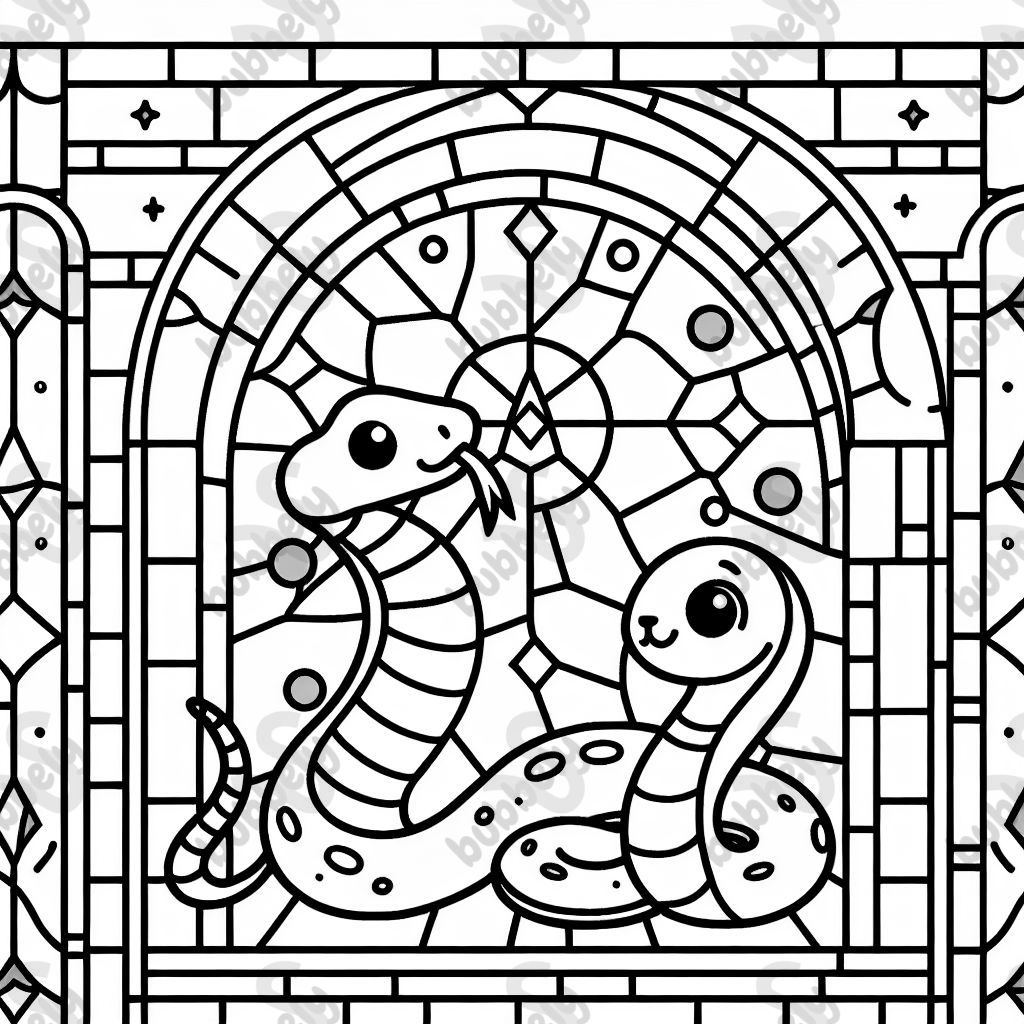 snake in stained glass window