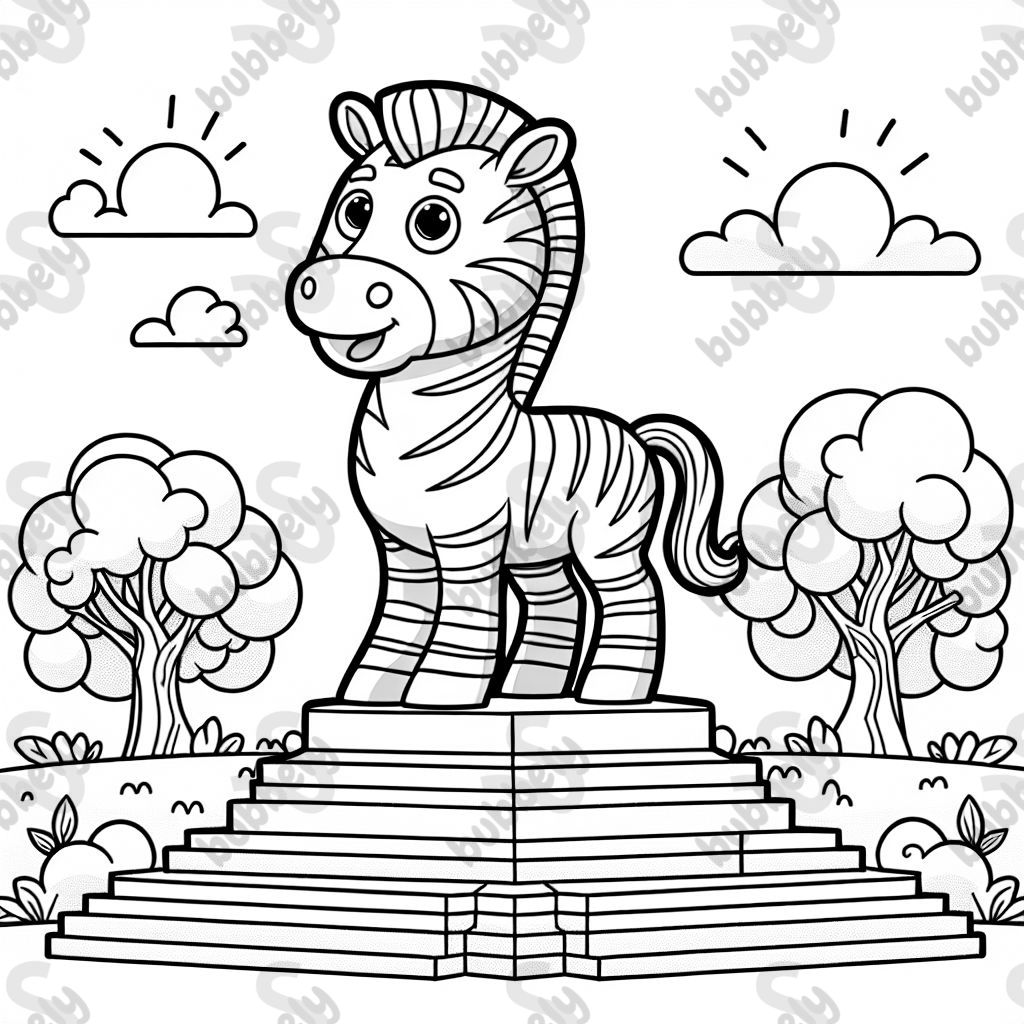 un zèbre sur un monument