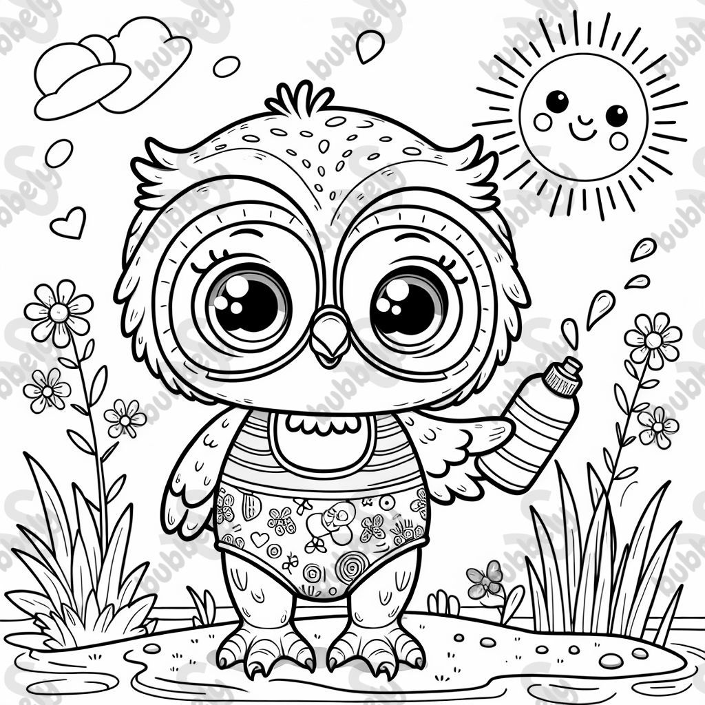 Baby owl in a swimsuit