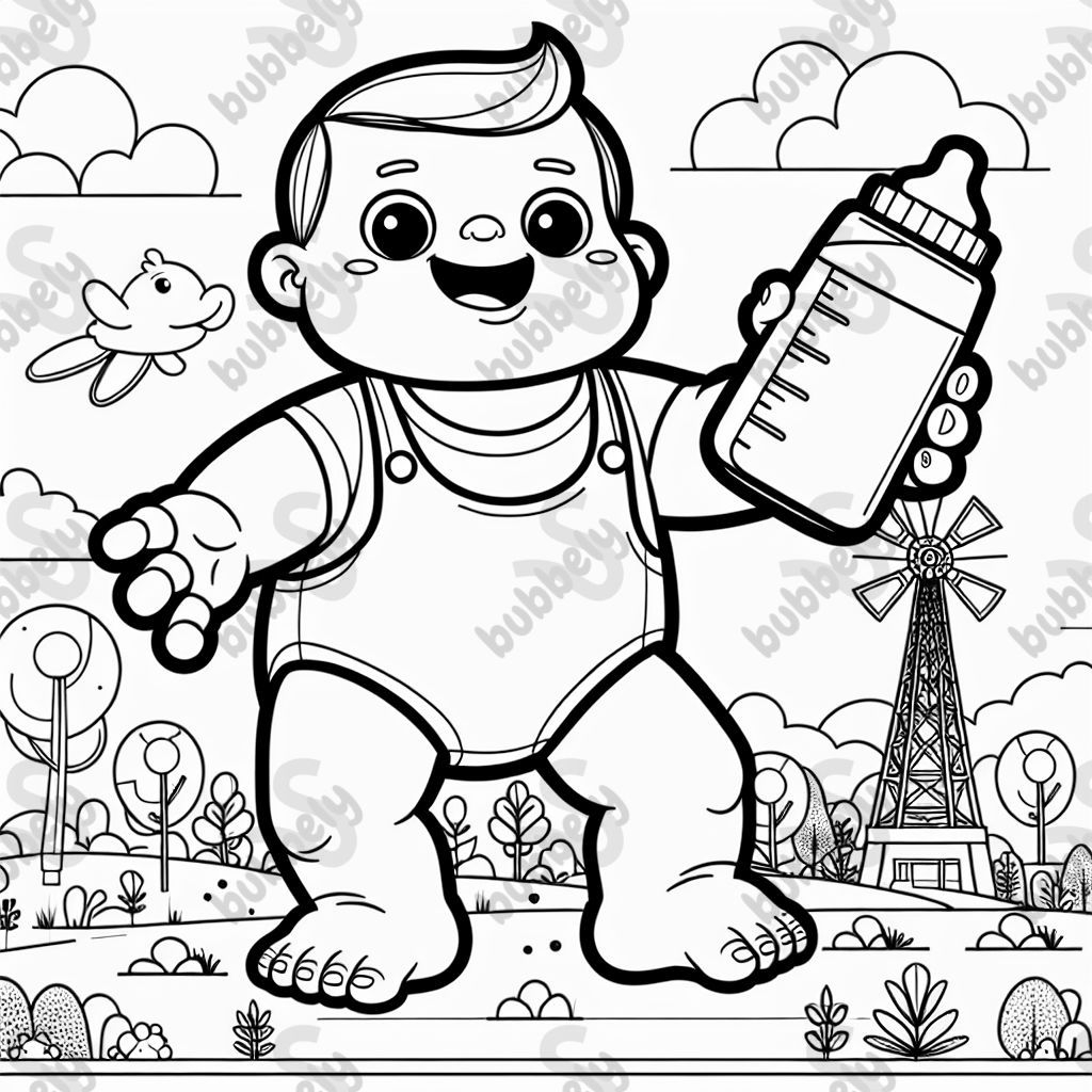 Giant baby with a bottle.