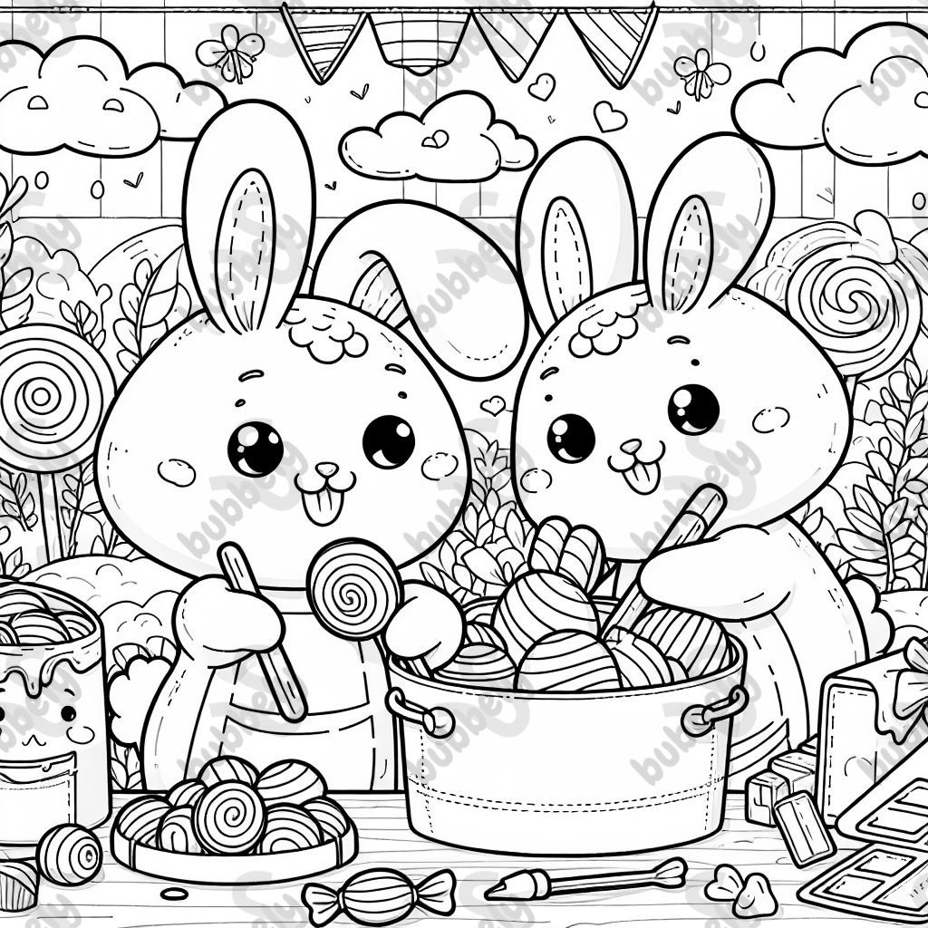 Bunnies making candy
