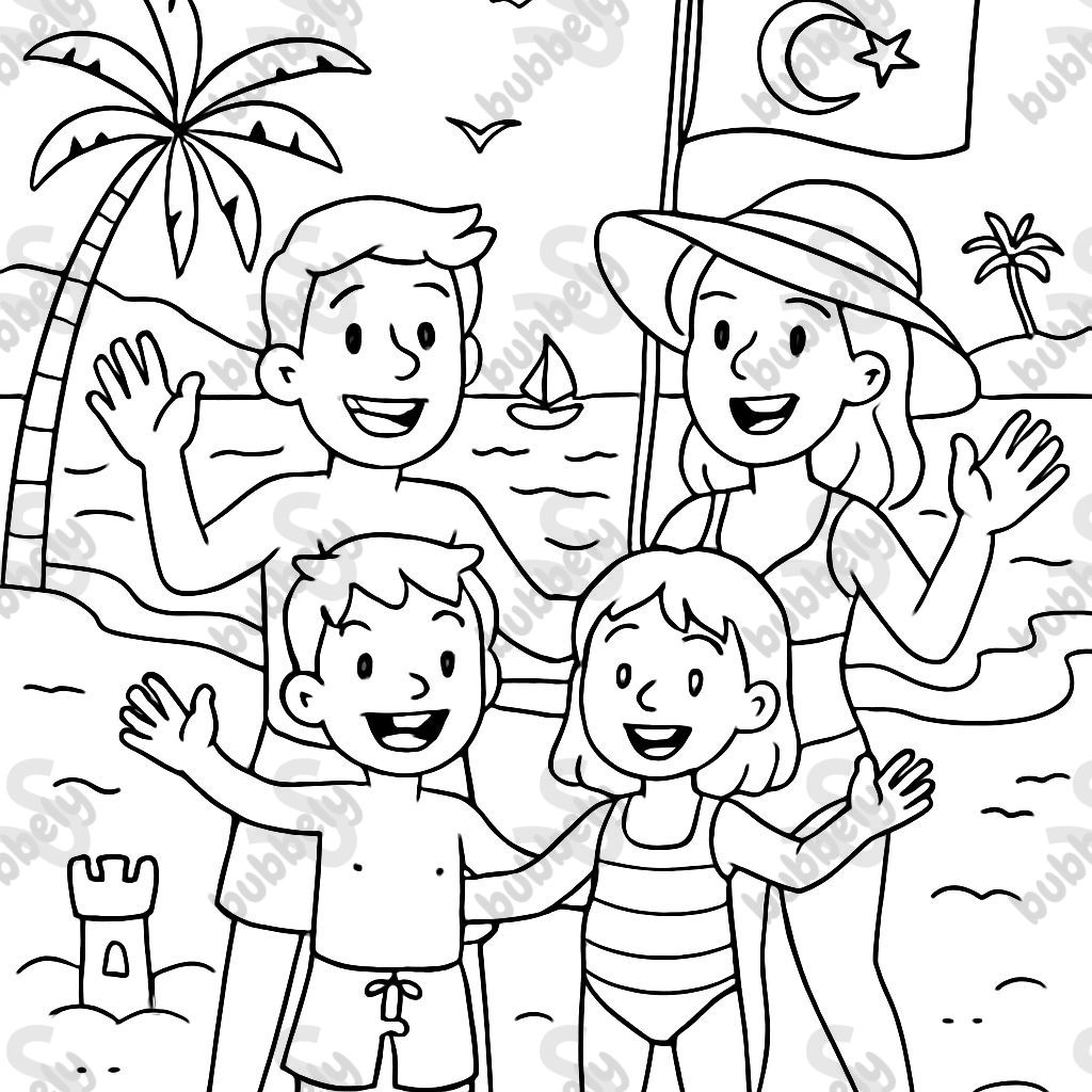 a picture of our family at the beach on vacation in Turkey