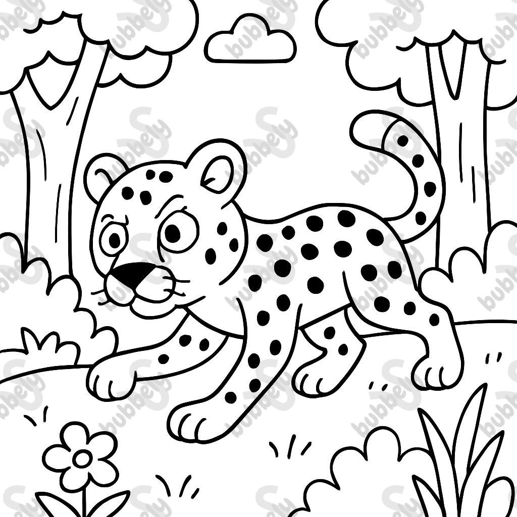 Cheetah in the forest hunting