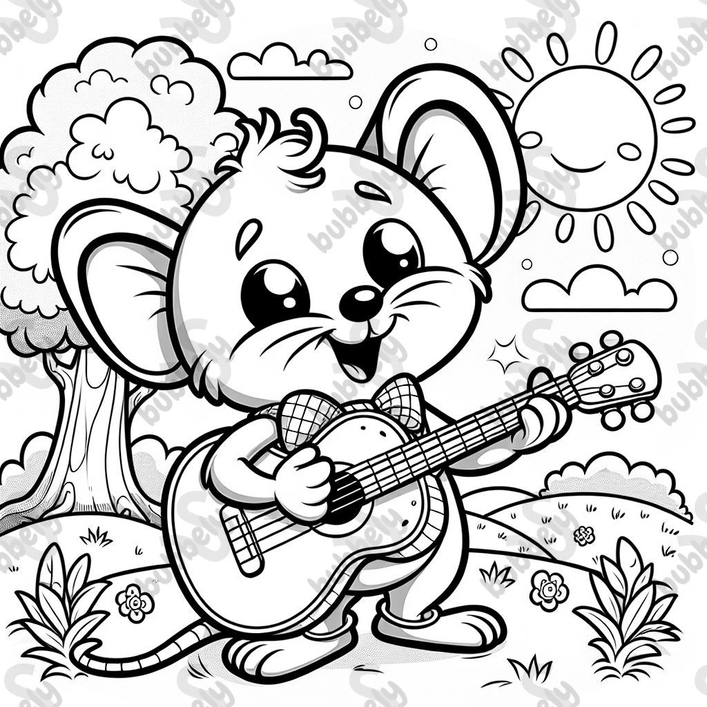 mouse playing guitar