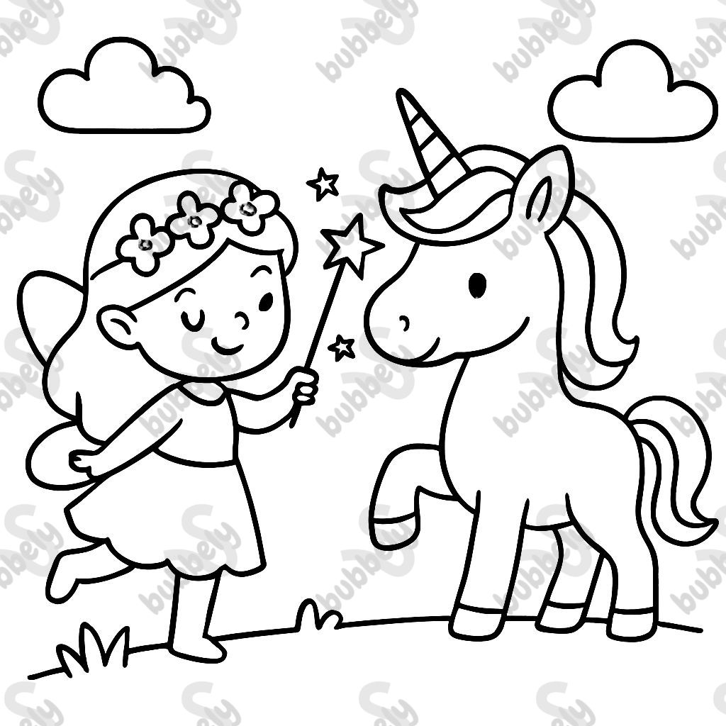 A fairy conjures a unicorn