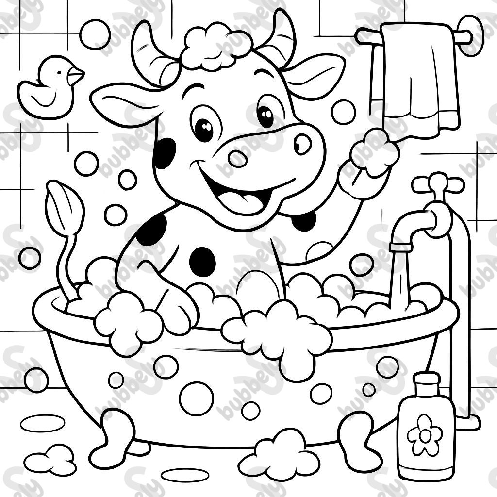 cow taking a bath