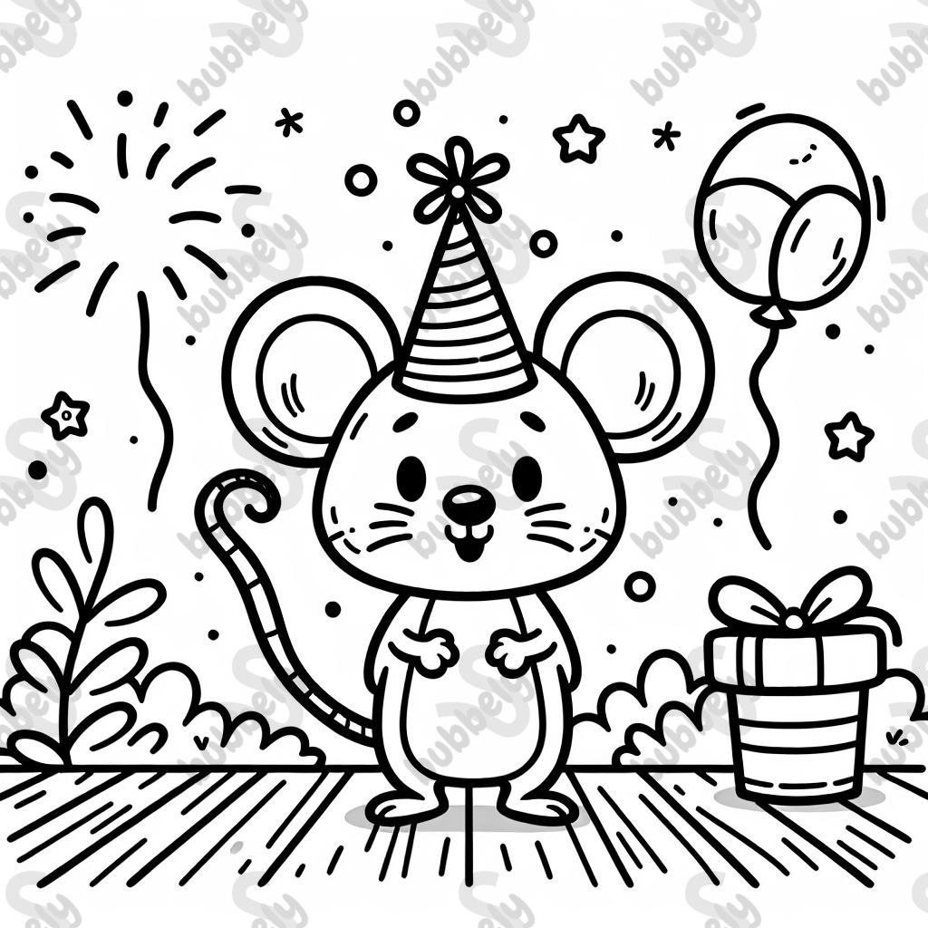 Maus mit Geburtstagshut