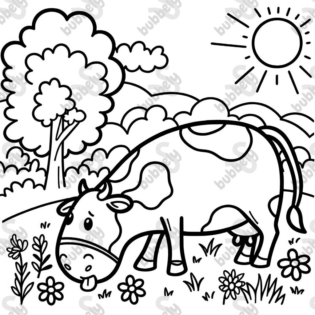 a cow grazing
