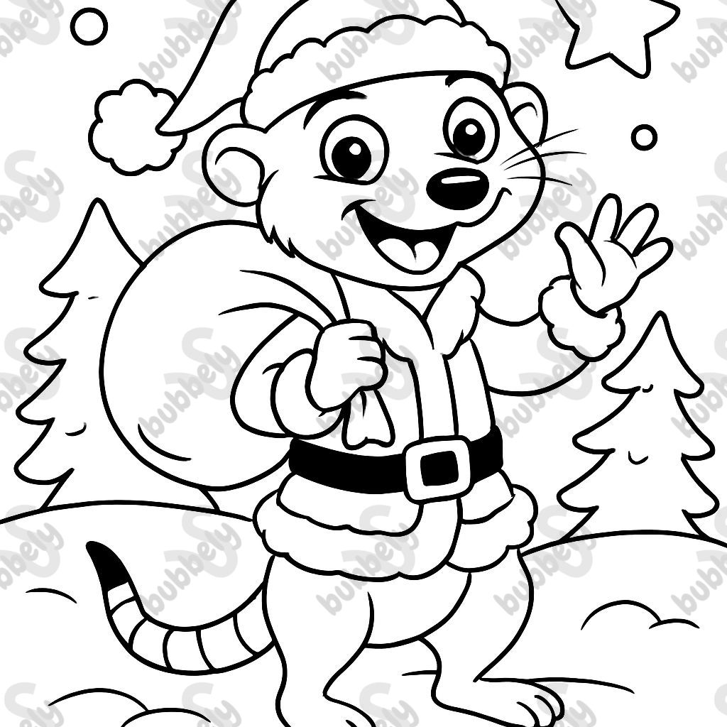 a meerkat as Santa Claus