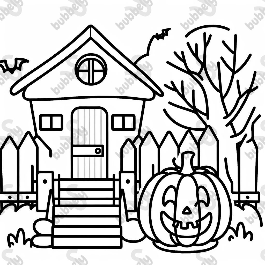 Happy jack-o-lantern at haunted house