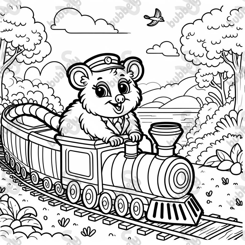 Possum as train conductor