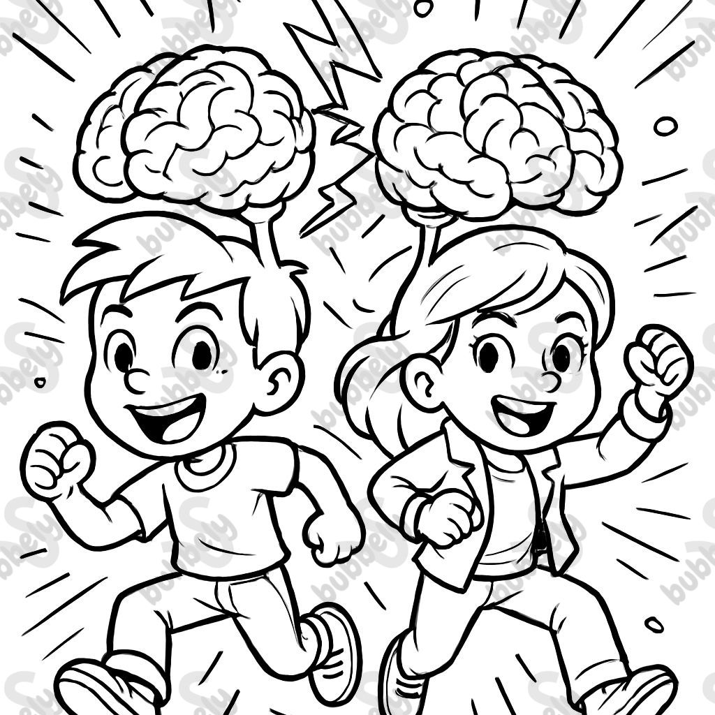 Two heads, brains with connections between the brains