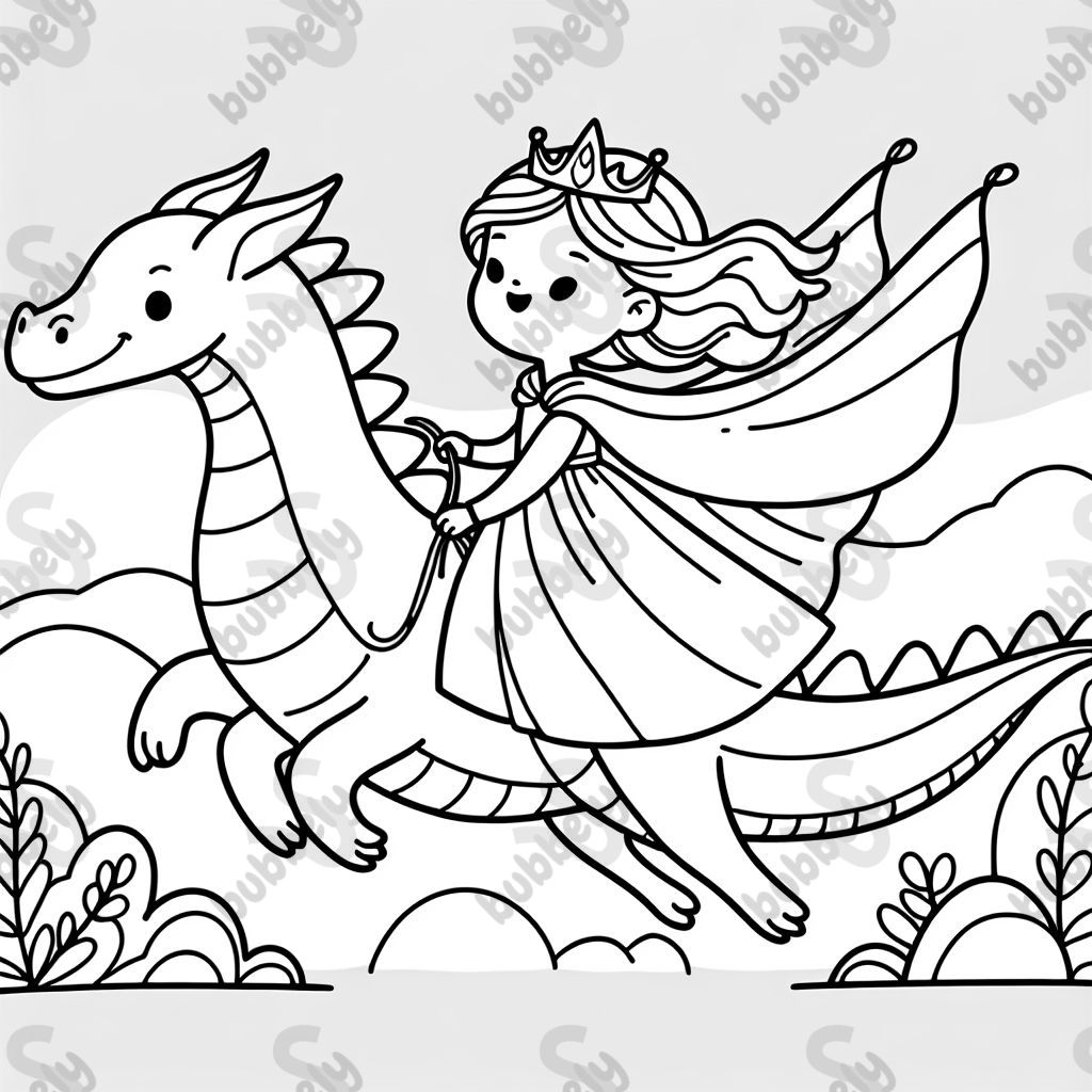a princess riding a dragon