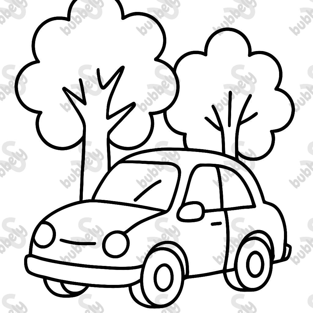 Voiture devant des arbres
