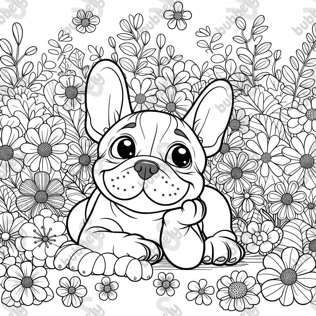 french bulldog in a flower