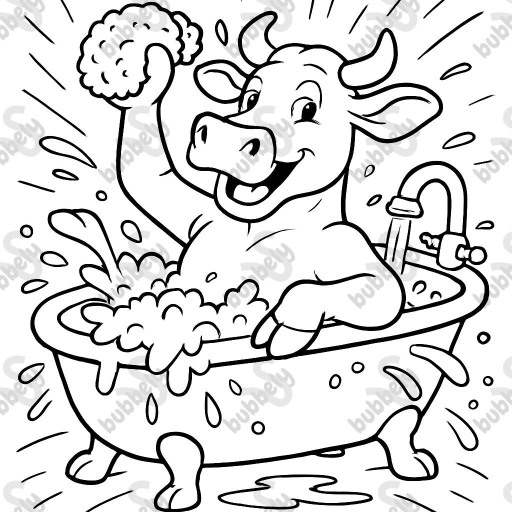 A brown swiss cow with no horns taking a bath. A brown swiss cow with no horns taking a bath.